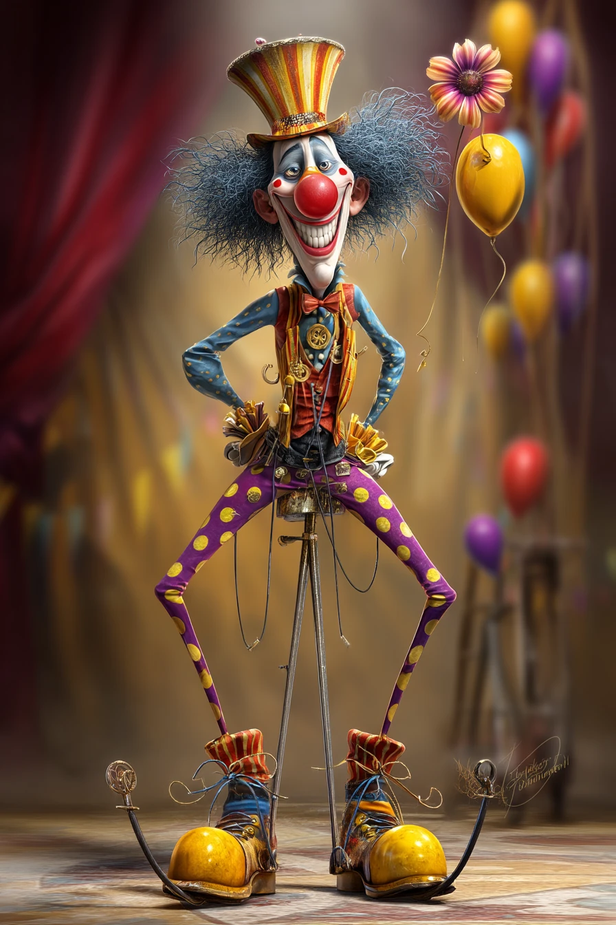 Clown Character Colorful Caricature