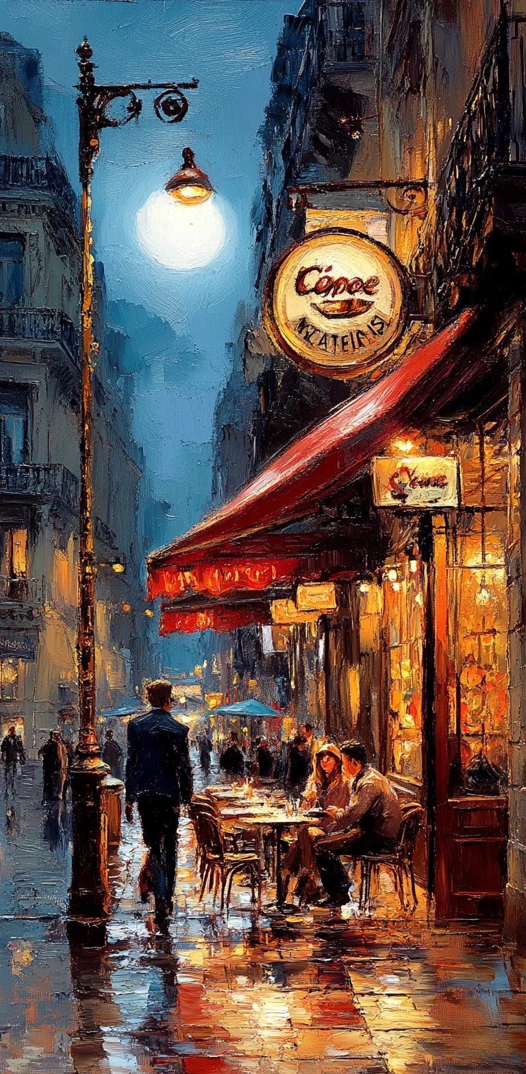Night Cafe Street Oil Painting