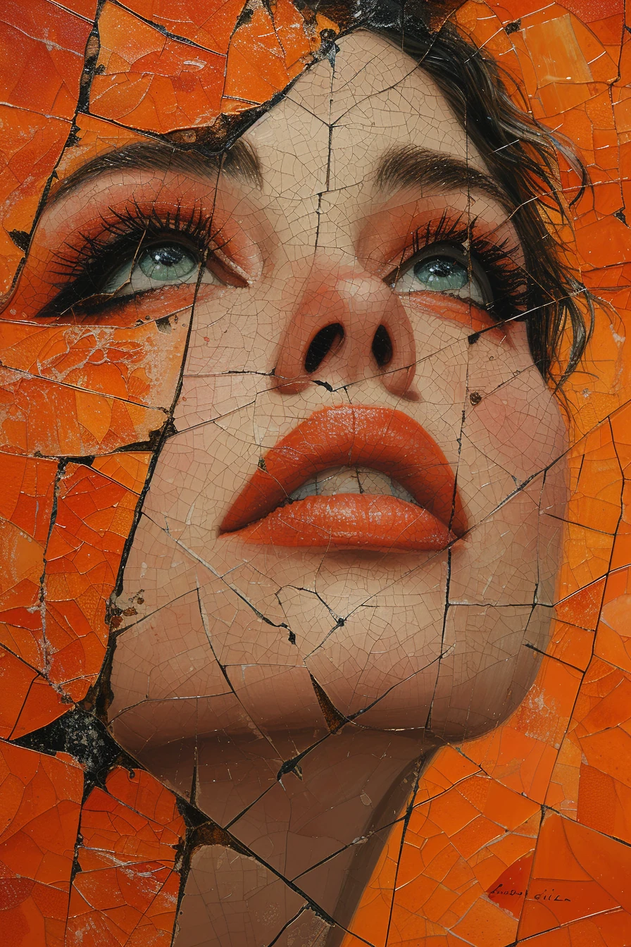 Mosaic Woman Portrait Painting