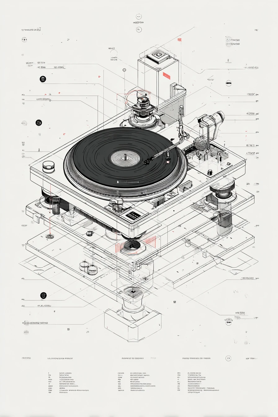 Vinyl Turntable Blueprint Diagram