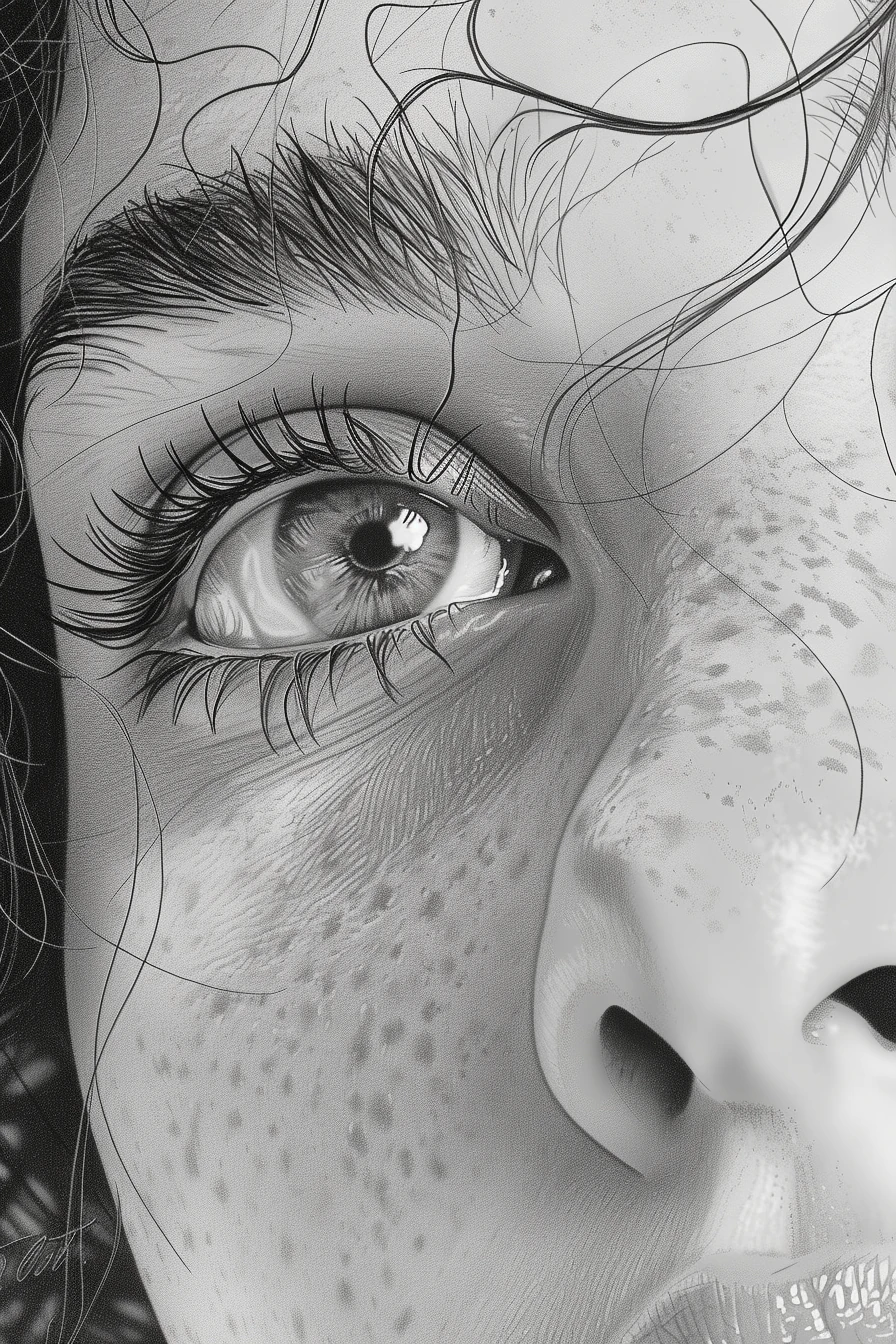 Woman Drawing Intense Close