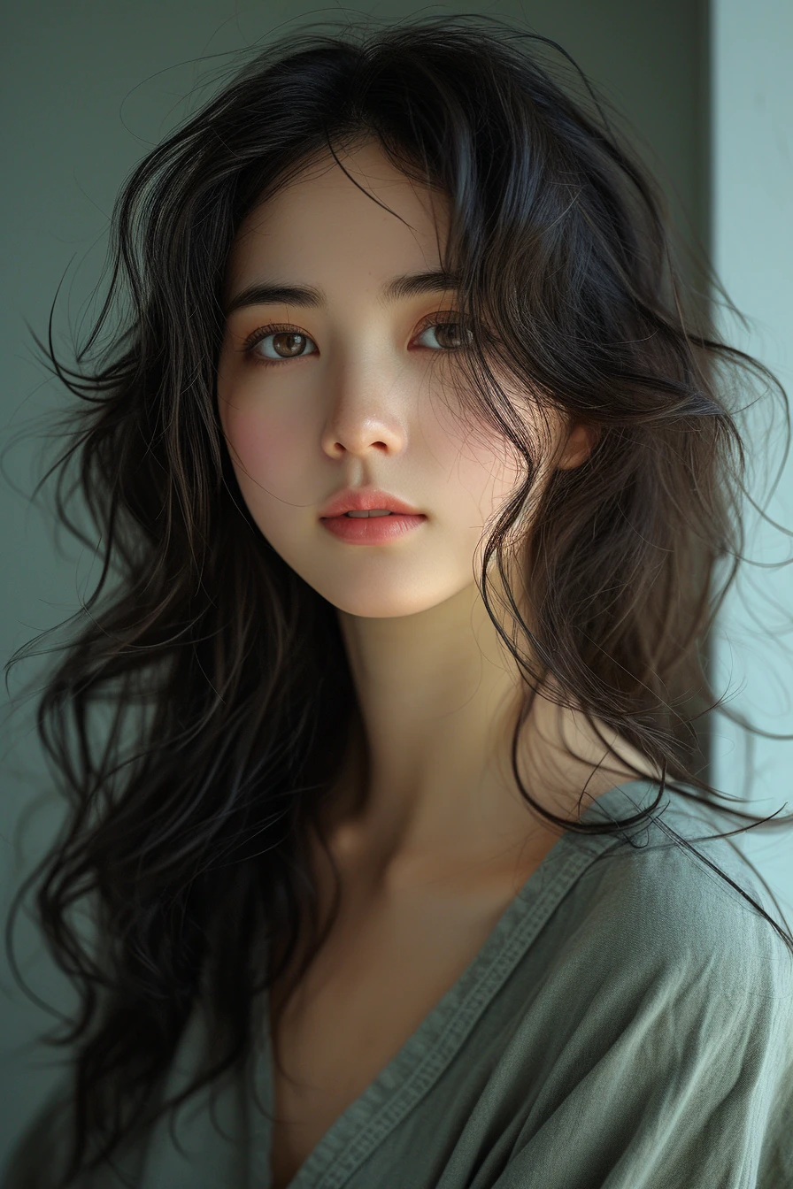 Asian Woman Curled Hair