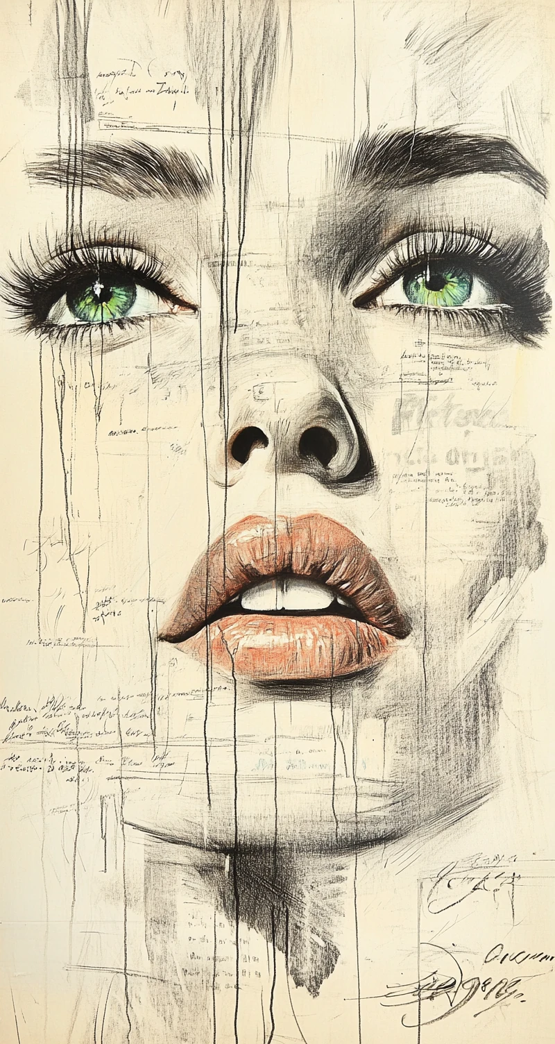 Woman Charcoal Blue Eyes