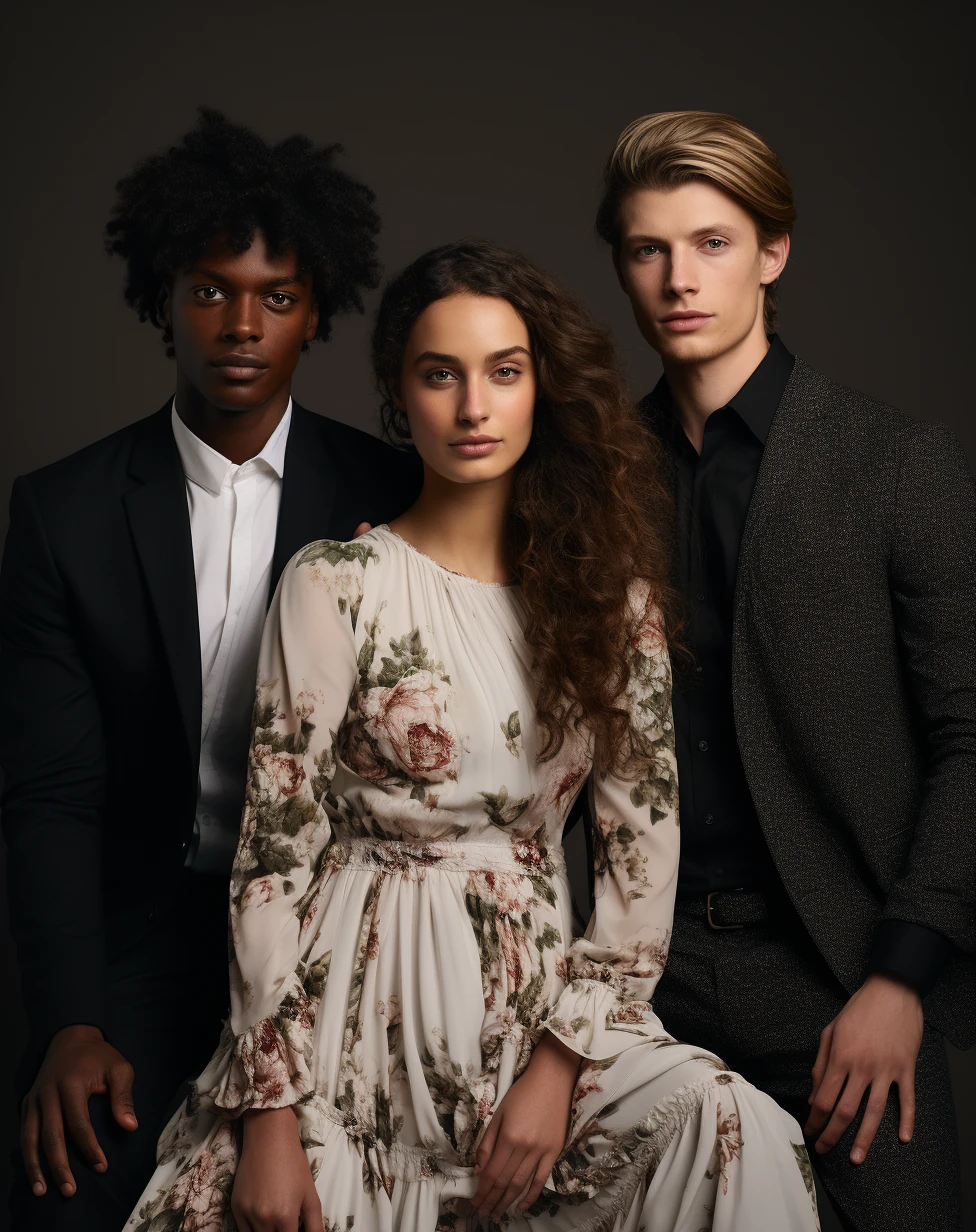 Four European American Models Wearing Modern Luxurious