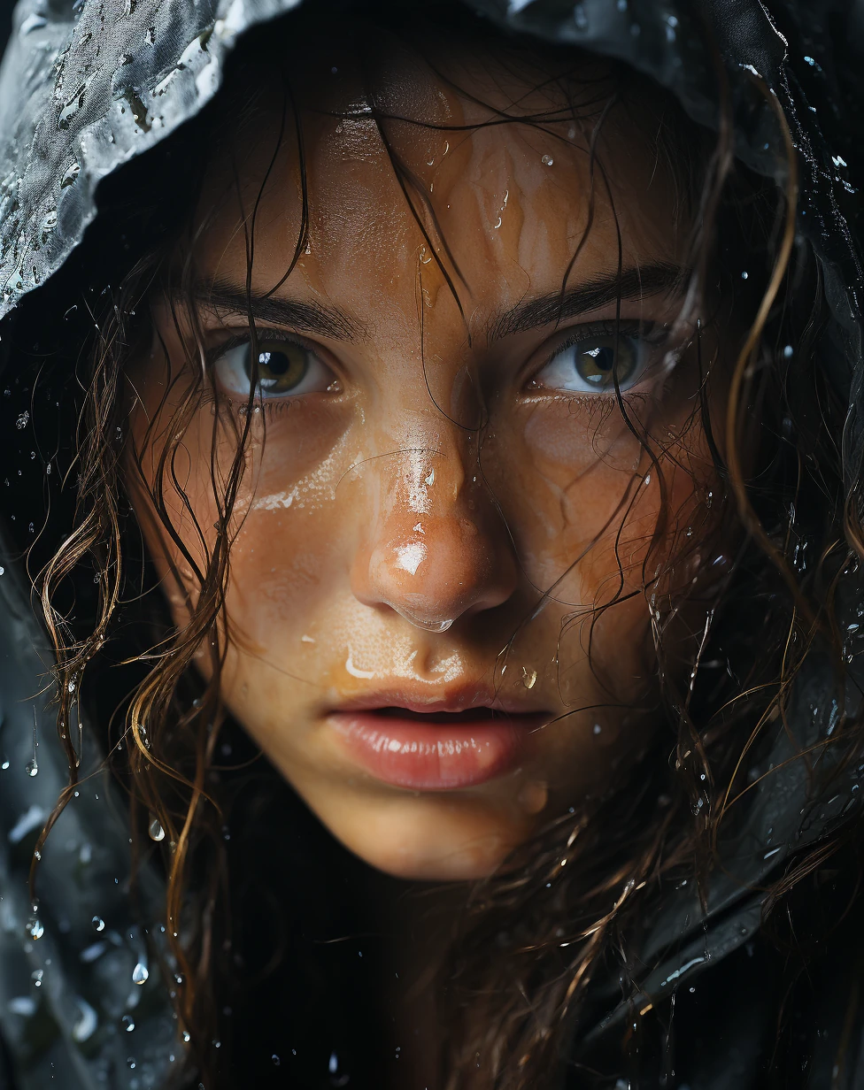 Beautiful Girl Water Drops Face
