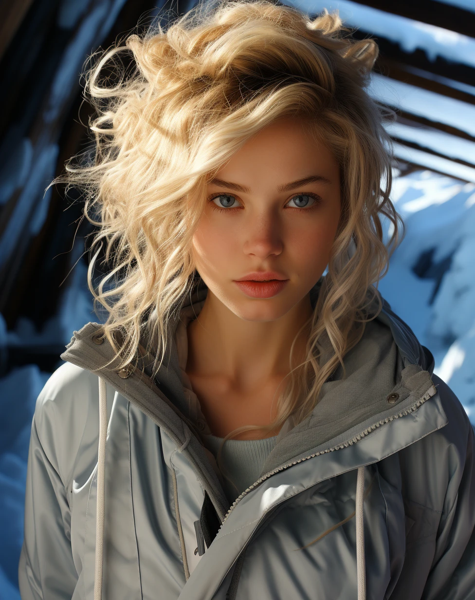Girl Blonde Hair Blue Eyes Facing Space