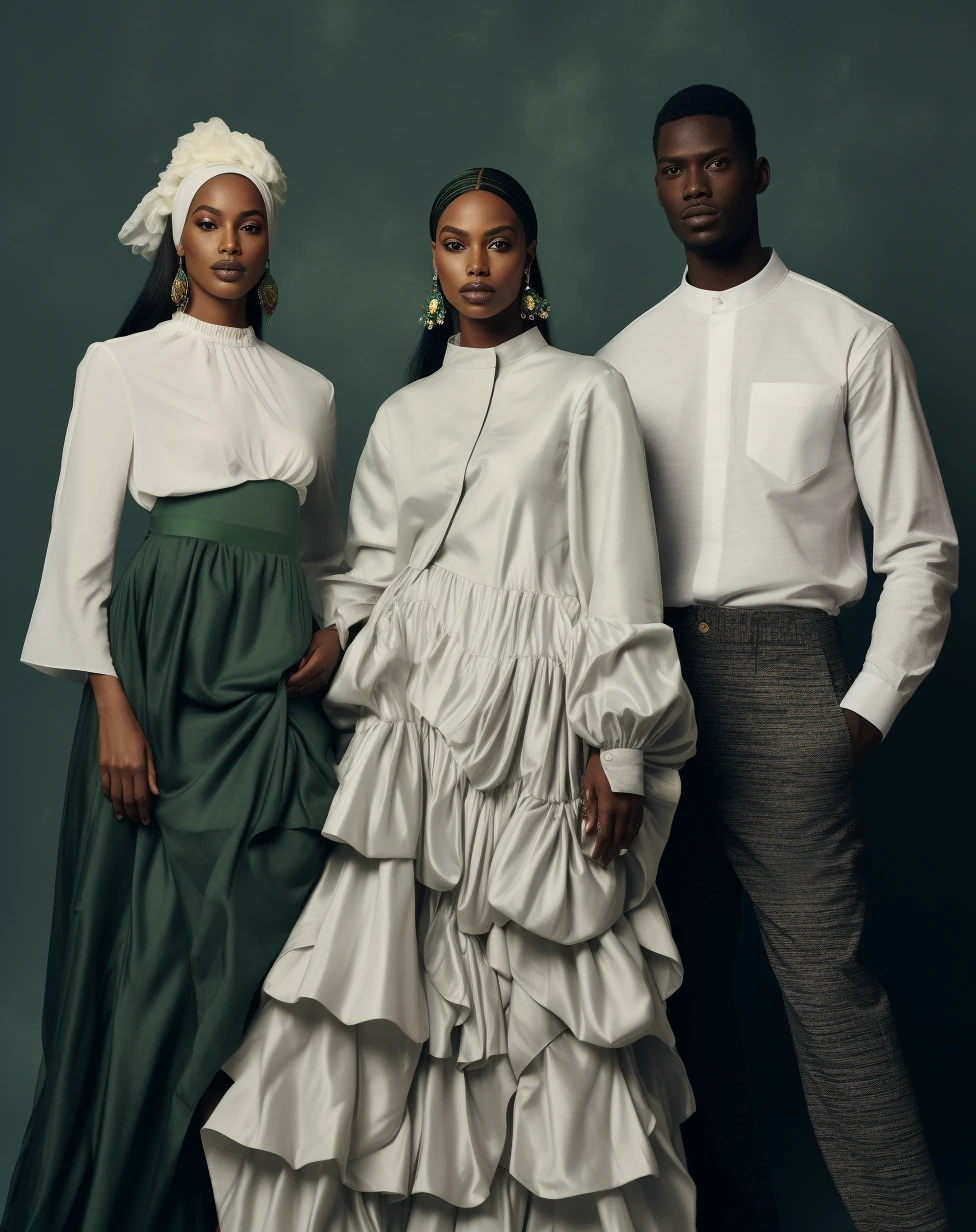 Four African Models Wearing Modern Luxurious Outfits