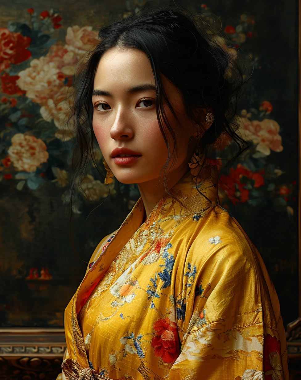Oriental Woman Golden Blouse
