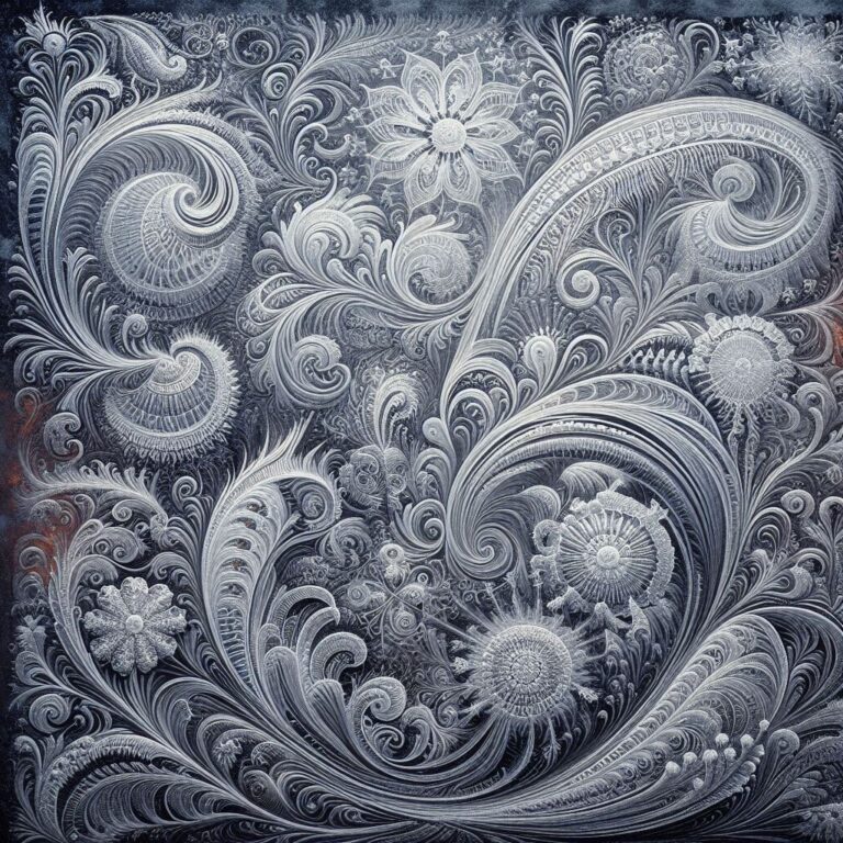 Frost Painting on Glass Window with Intricate Patterns