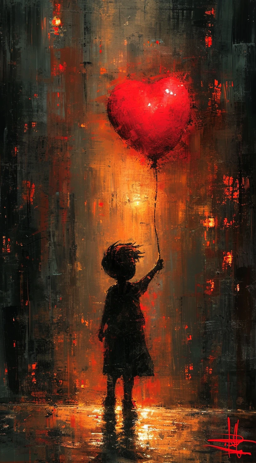 Poster Boy Holding Heart Shaped Balloon
