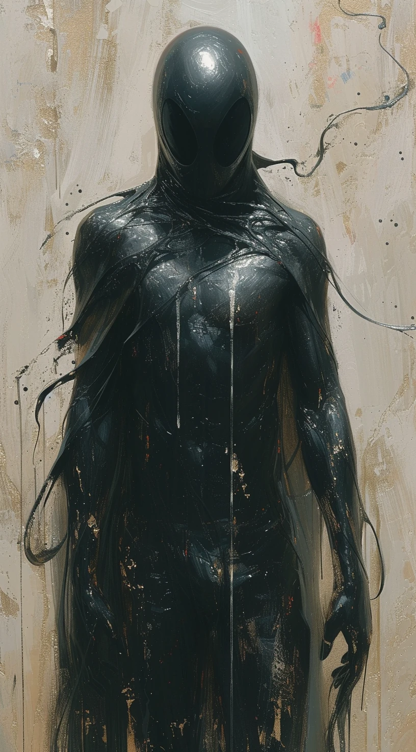 Man Black Silver Paint Covering