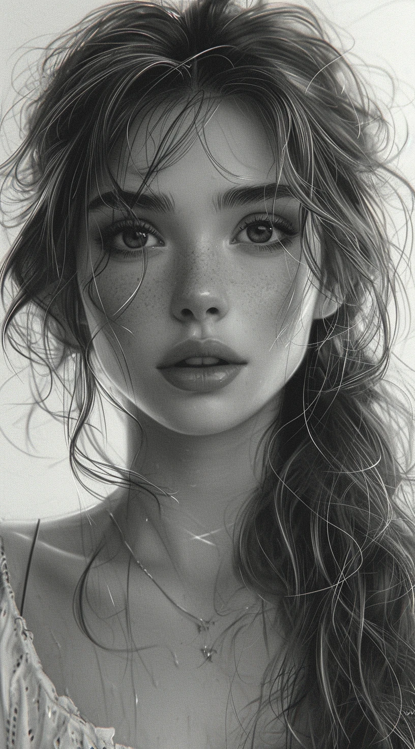 Drawing Girl Long Hair Big Eyes