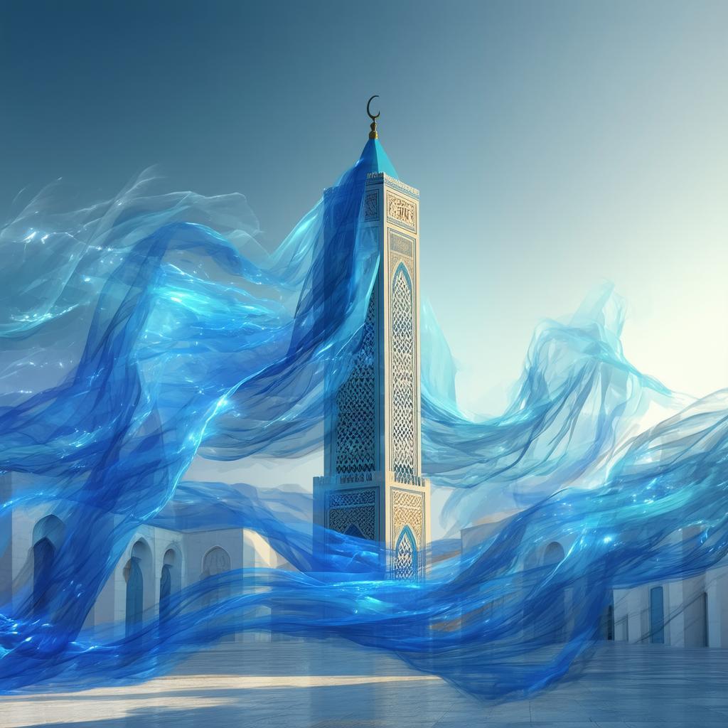 Qaboos Tower Wrapped in Persian Blue Silk