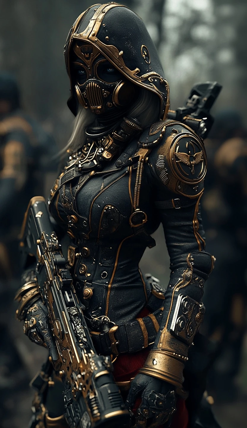 Full Body Shot Elegant Futuristic Woman Black