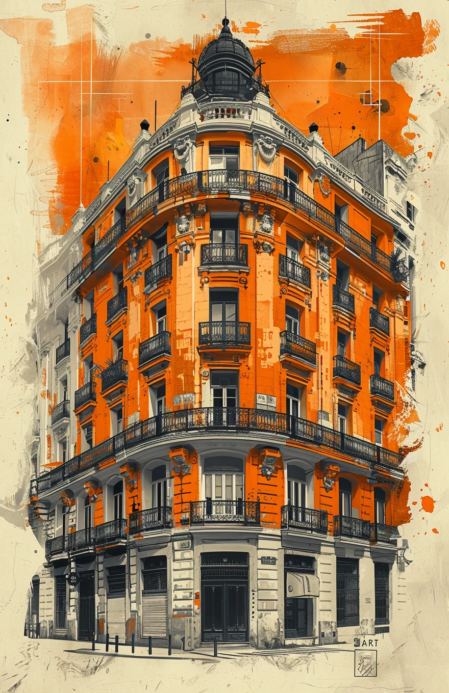 Vector Drawing Old Building Paul Rand