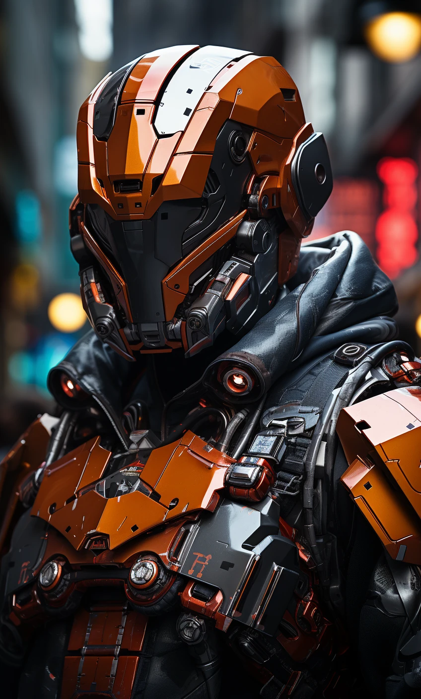 Cyber Soldier Dressed Futurist Gear Carrying Cape