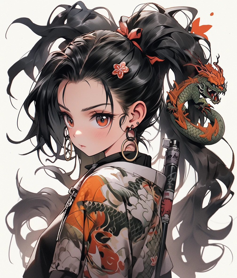 Dark Haired Girl Dressed Asian