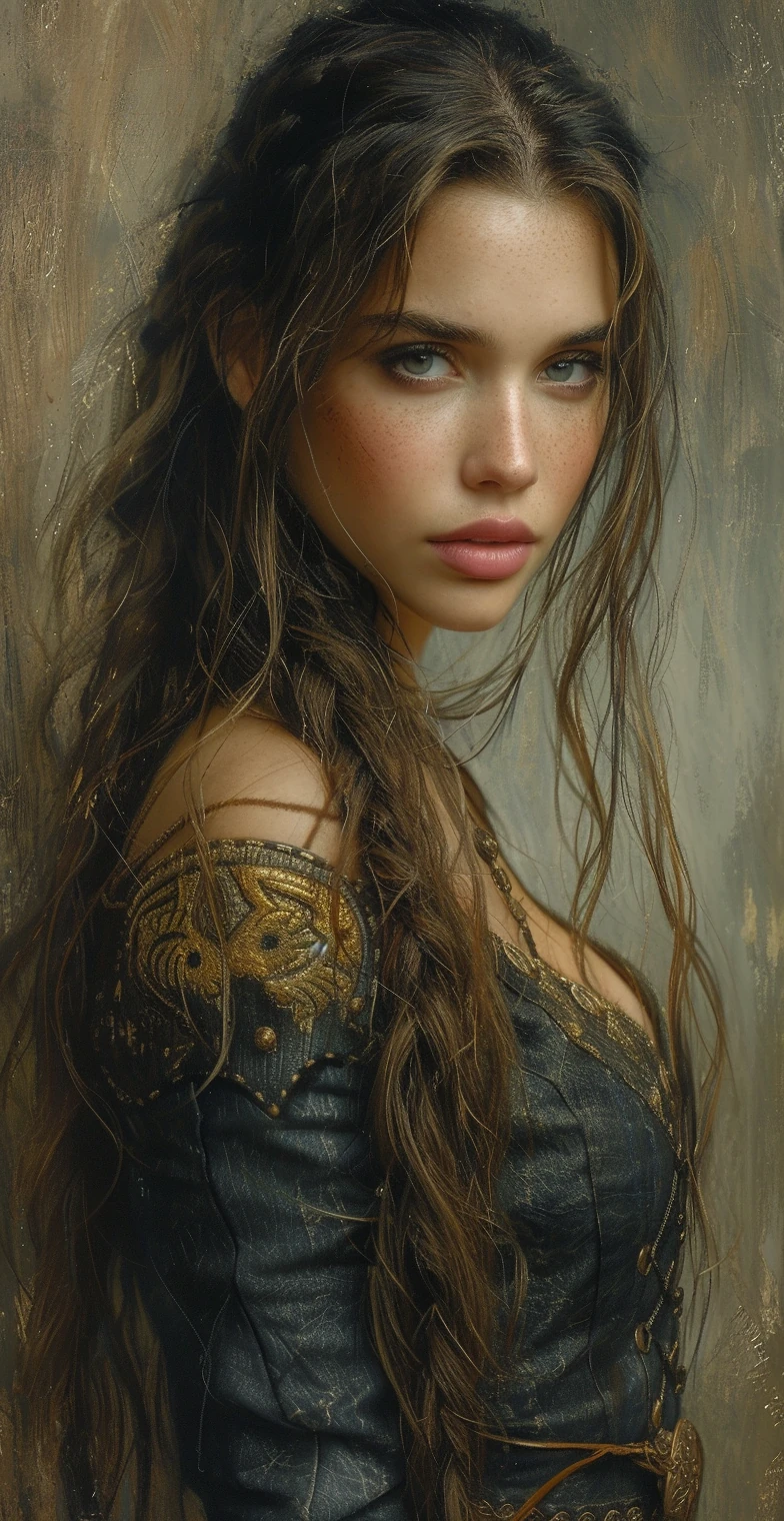Woman Chainmail Armor Portrait