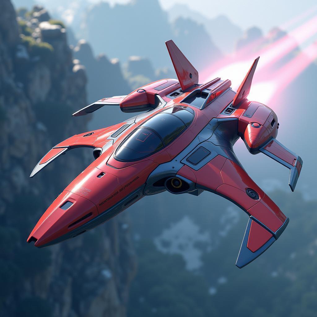 Sleek Anime Starship in Misty Cinematic Light