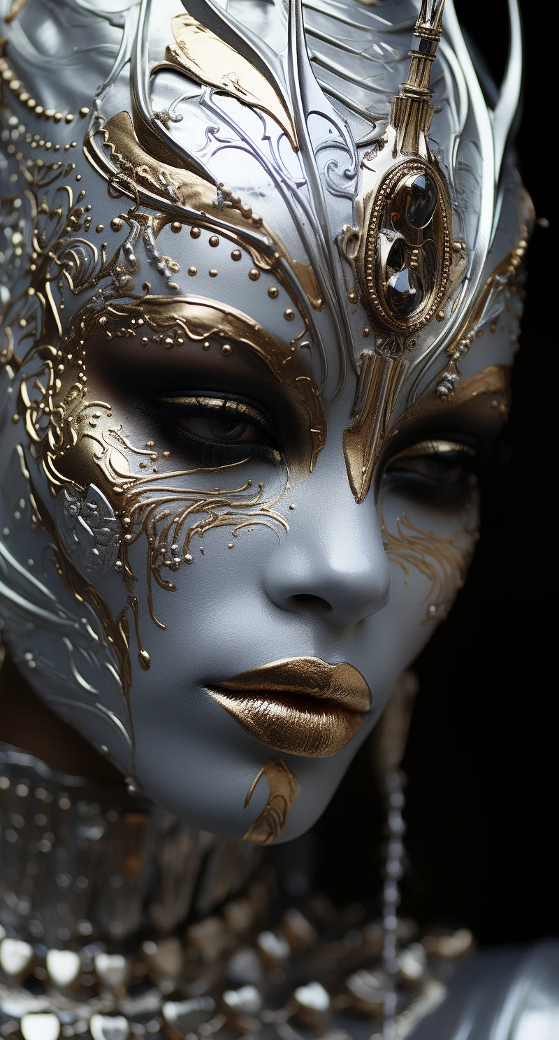 Black Woman Silver Mask Makeup