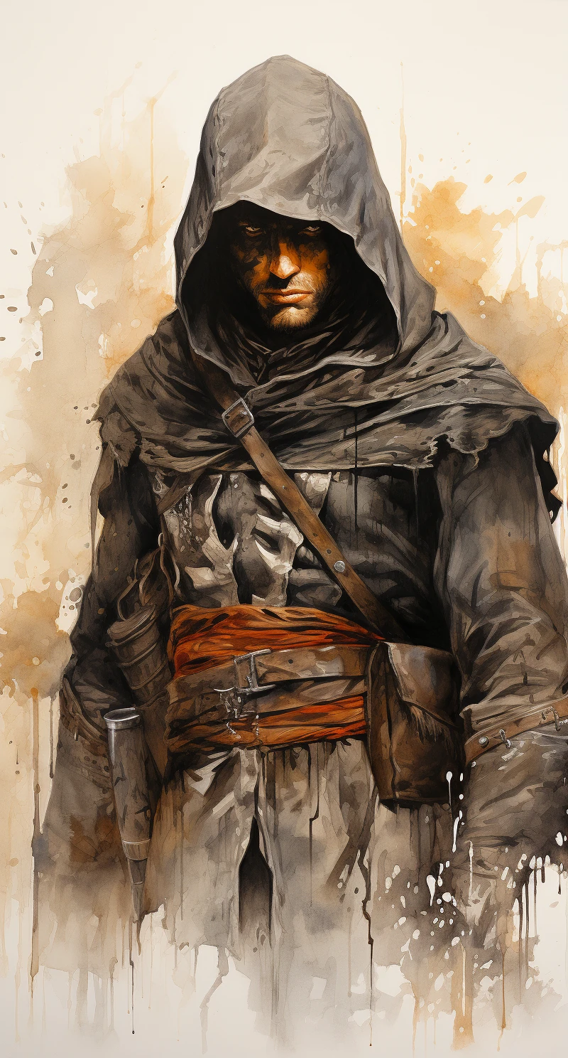 Assassin Pencil Sketch Portrait