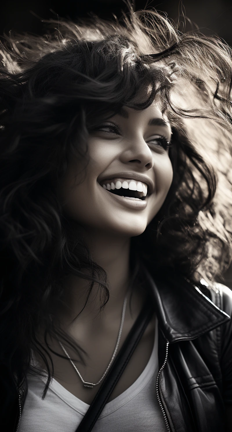 Woman Curly Hair Smiling