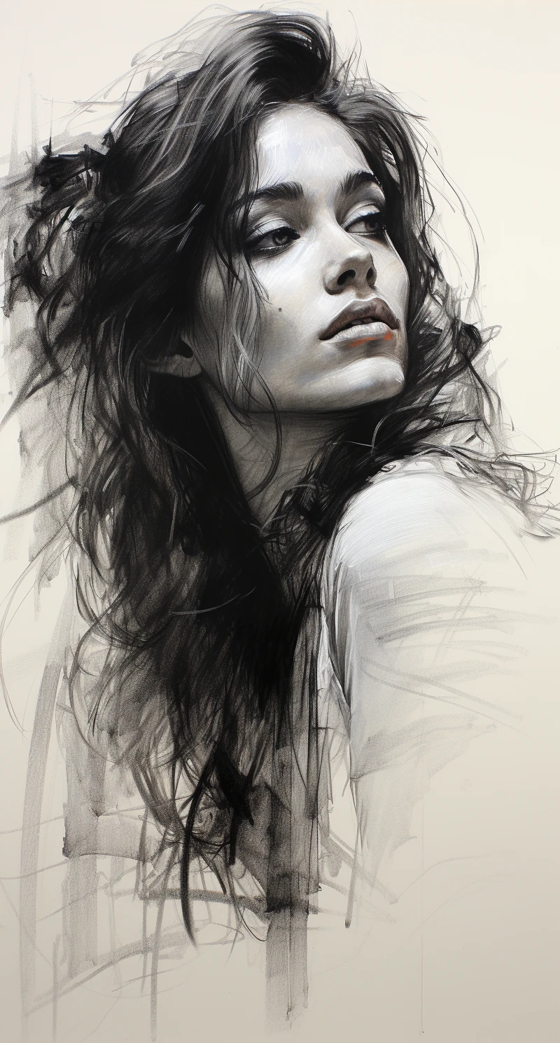 Woman Side Angle Pencil Sketch