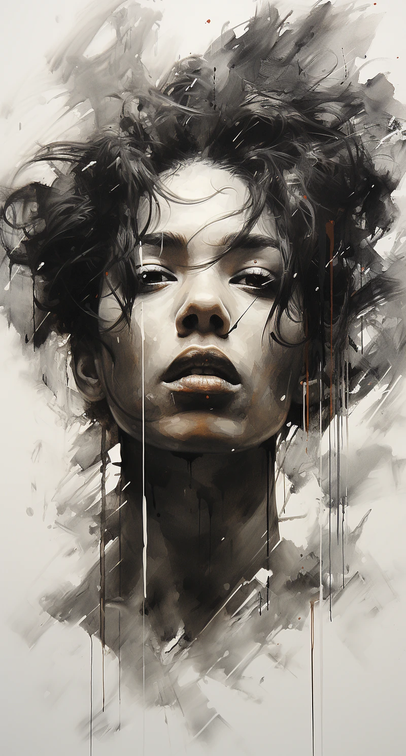 Woman Hair in Air Drawing