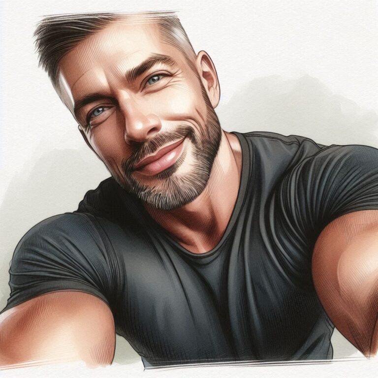 Hyperrealistic Portrait of Muscular Older Man