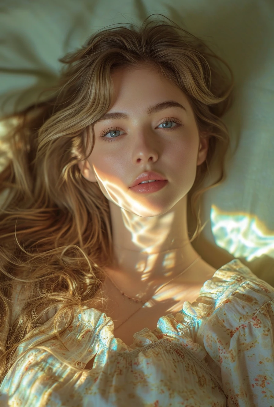 Woman Long Hair Laying Bed