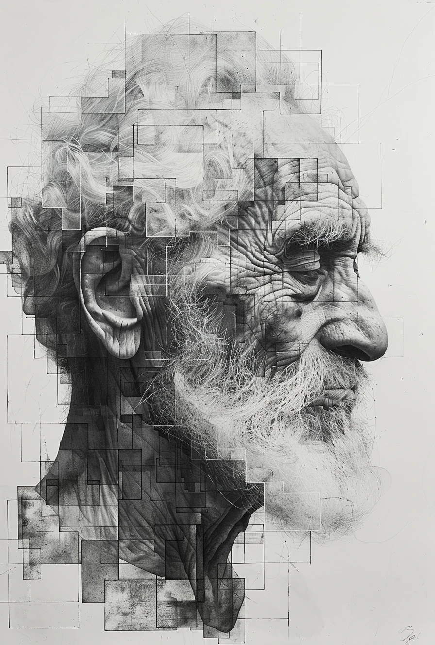 Elderly Man Beard Head Shoulders