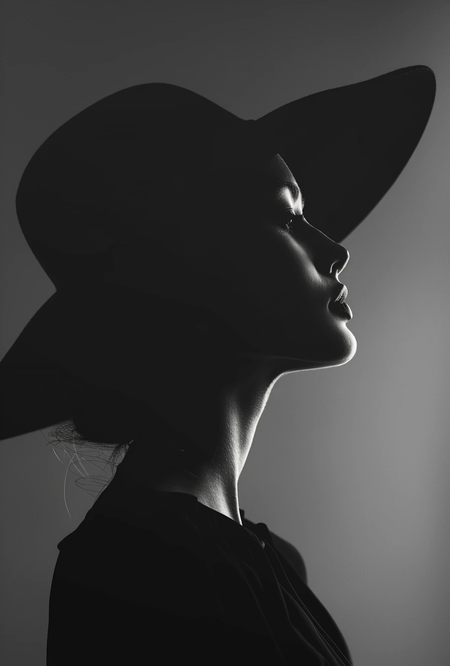 Woman Black White Large Hat