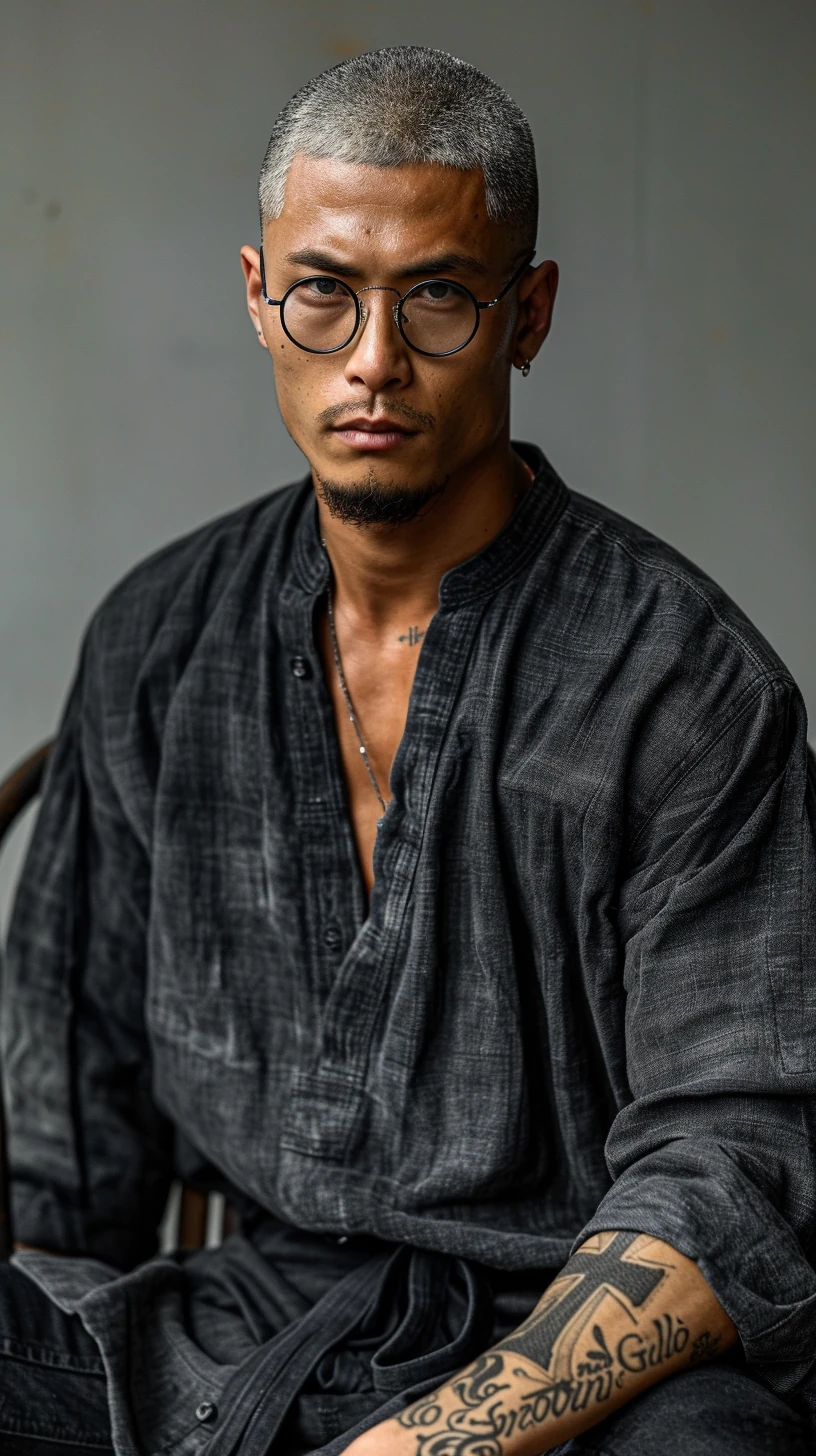 Male Fashion Model Silver Hair