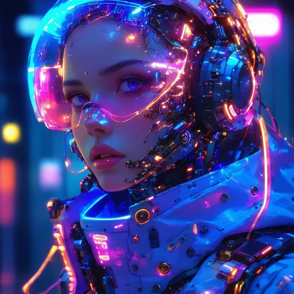 Neonpunk Magic Mechanic With Cybernetic Gadgets