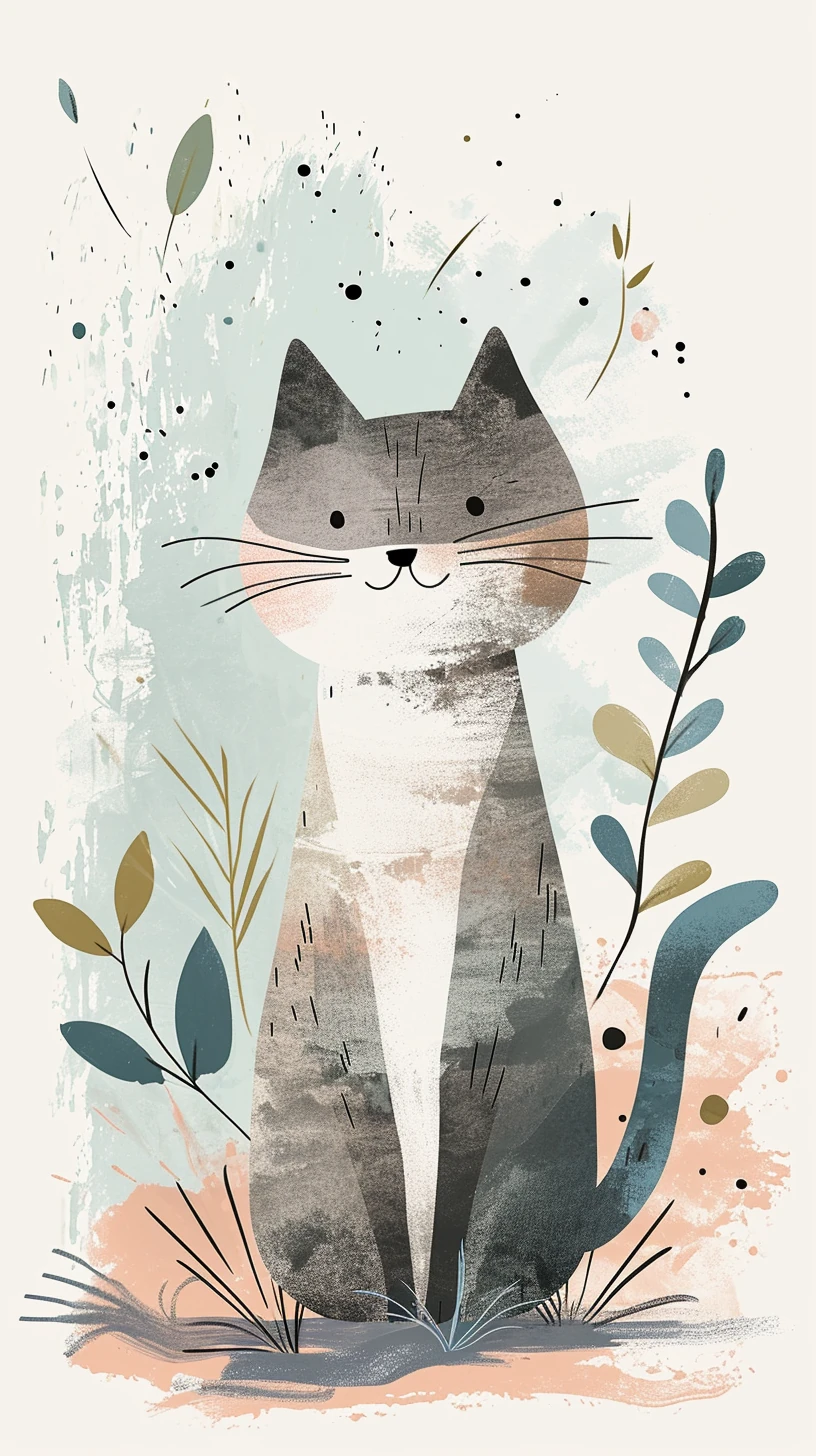Cute Cat Clipart Pastel Nursery Art