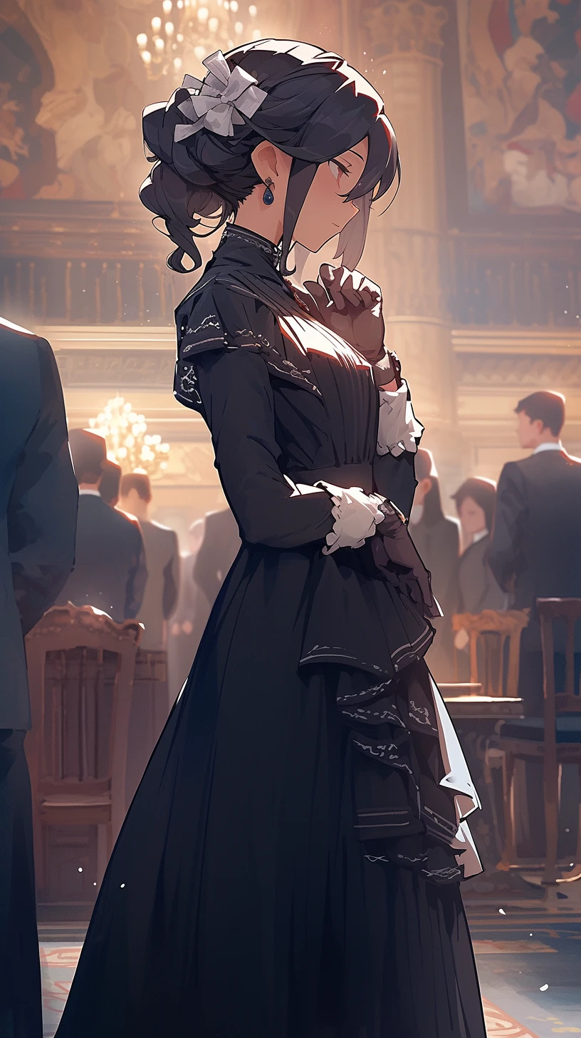Victorian Woman Gothic Lace Contemplative Pose