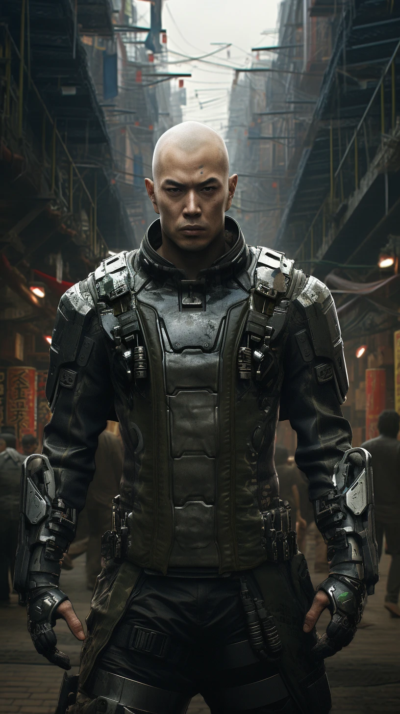 Cyberpunk Soldier Outdoor Arena Asian Wu