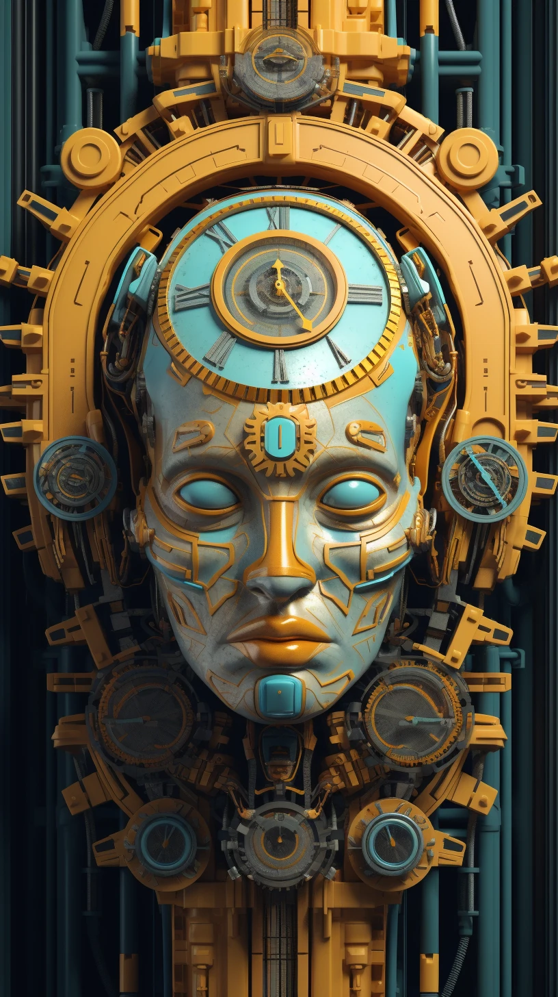 Head Clock Futuristic Contraptions Mechanized