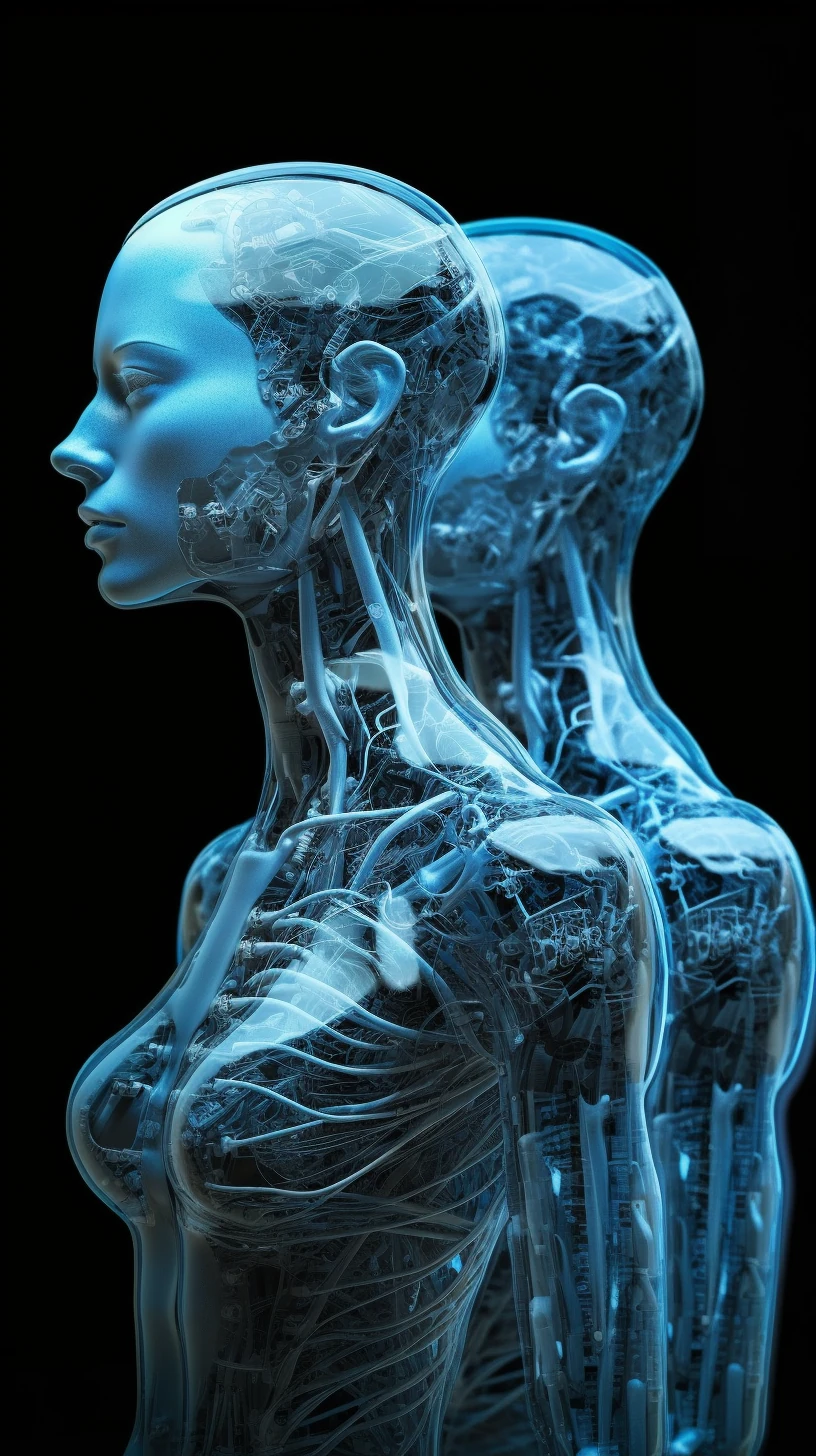 Robot Women Dark Azure Fluid Anatomy