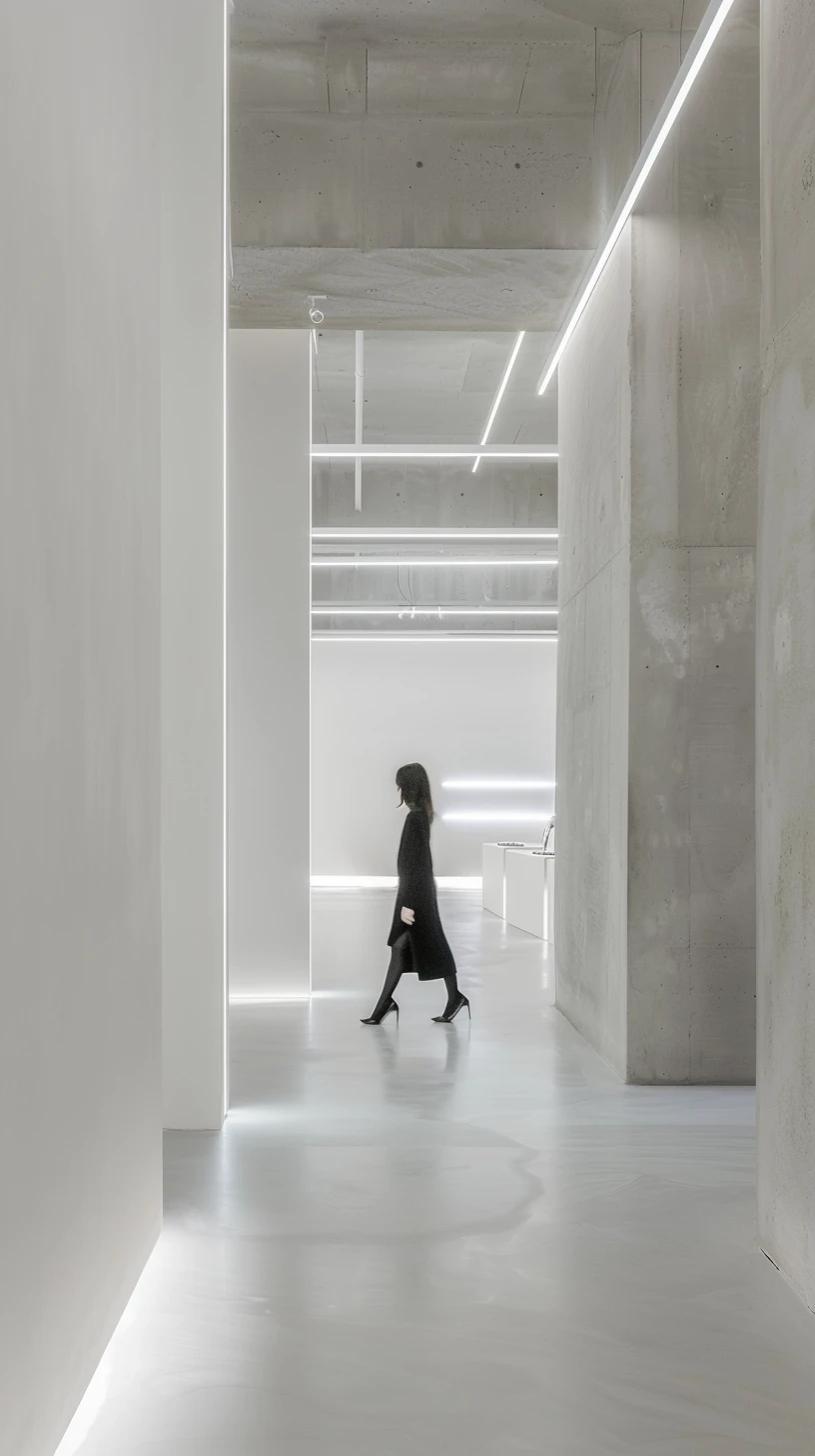 White Fashion Store Minimalist Interior Photography
