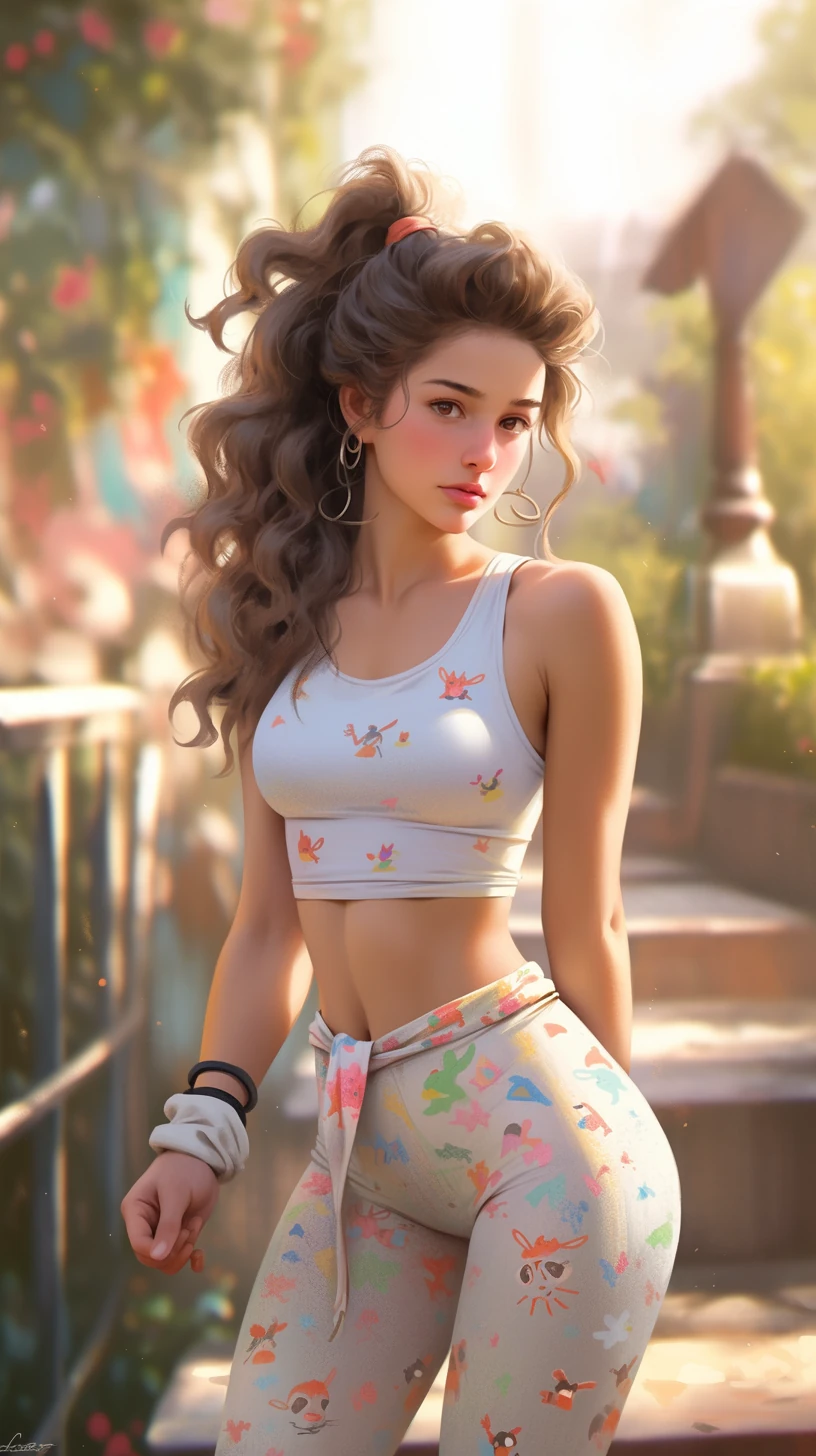 Beautiful Girl Bright Leggings Professional Photo