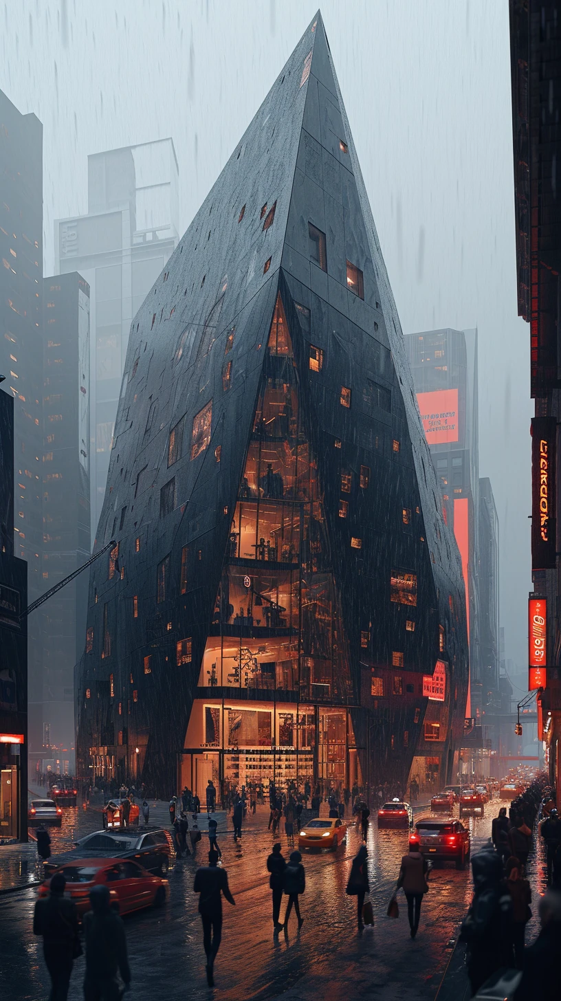 Retail Shop Facade Black Geometric Minimalist