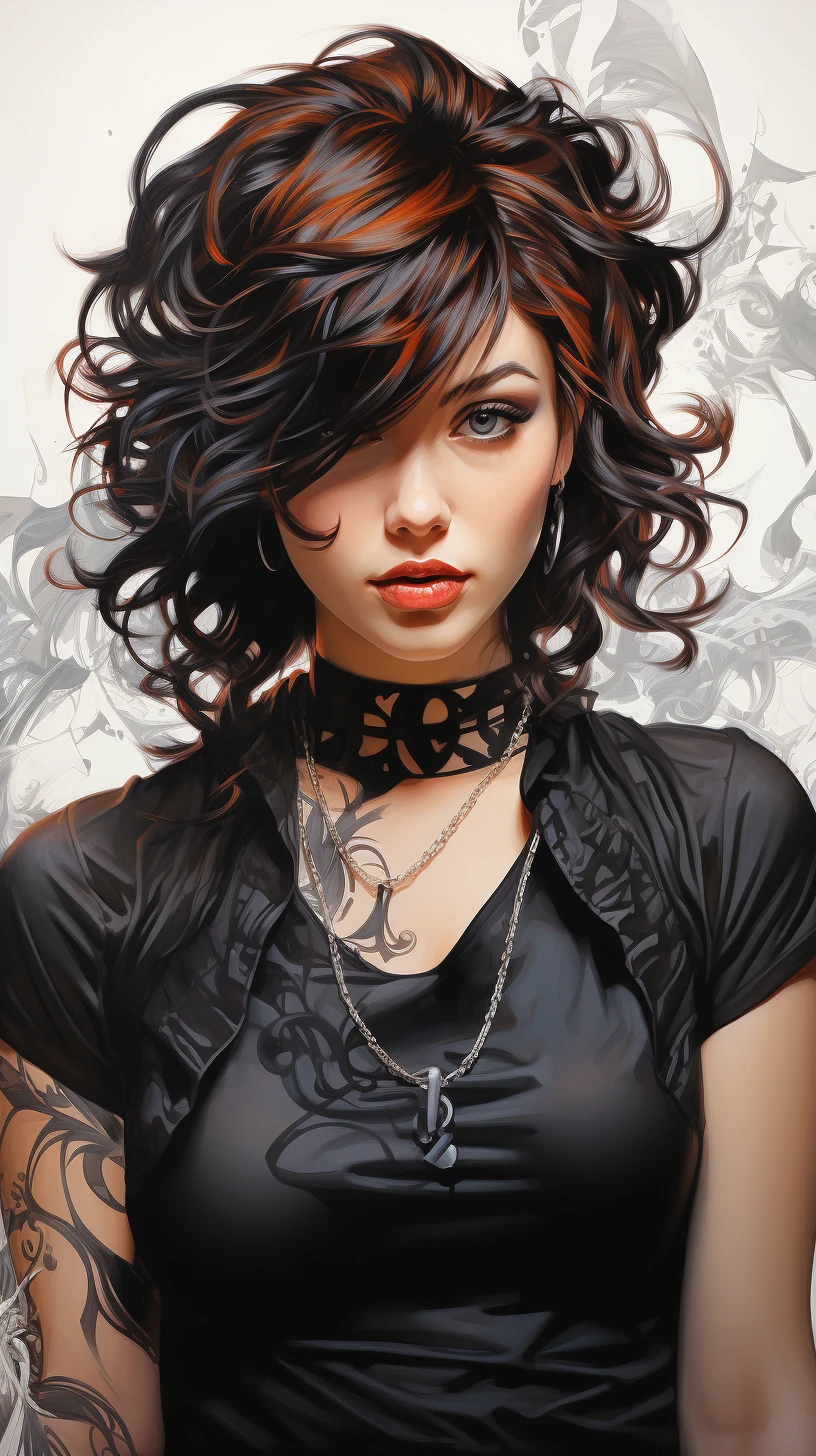 Woman Tattoo Animated Flowing Fabrics Portrait