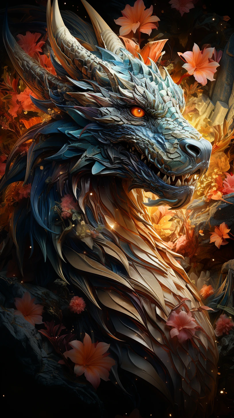 Dragon Mountaintop Mystical Valley Watercolor Painting