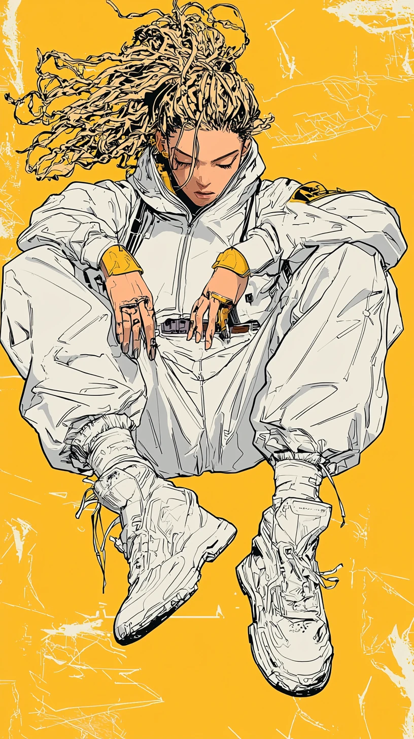 Woman Blonde Hair Techwear Anime Cyberpunk