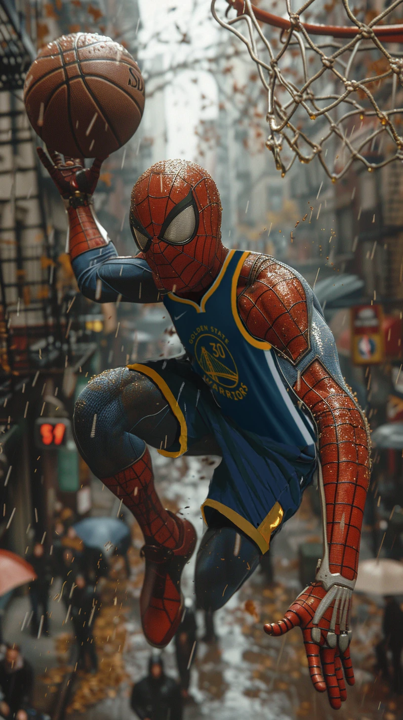 Spiderman Basketball Dunk Golden State Warriors