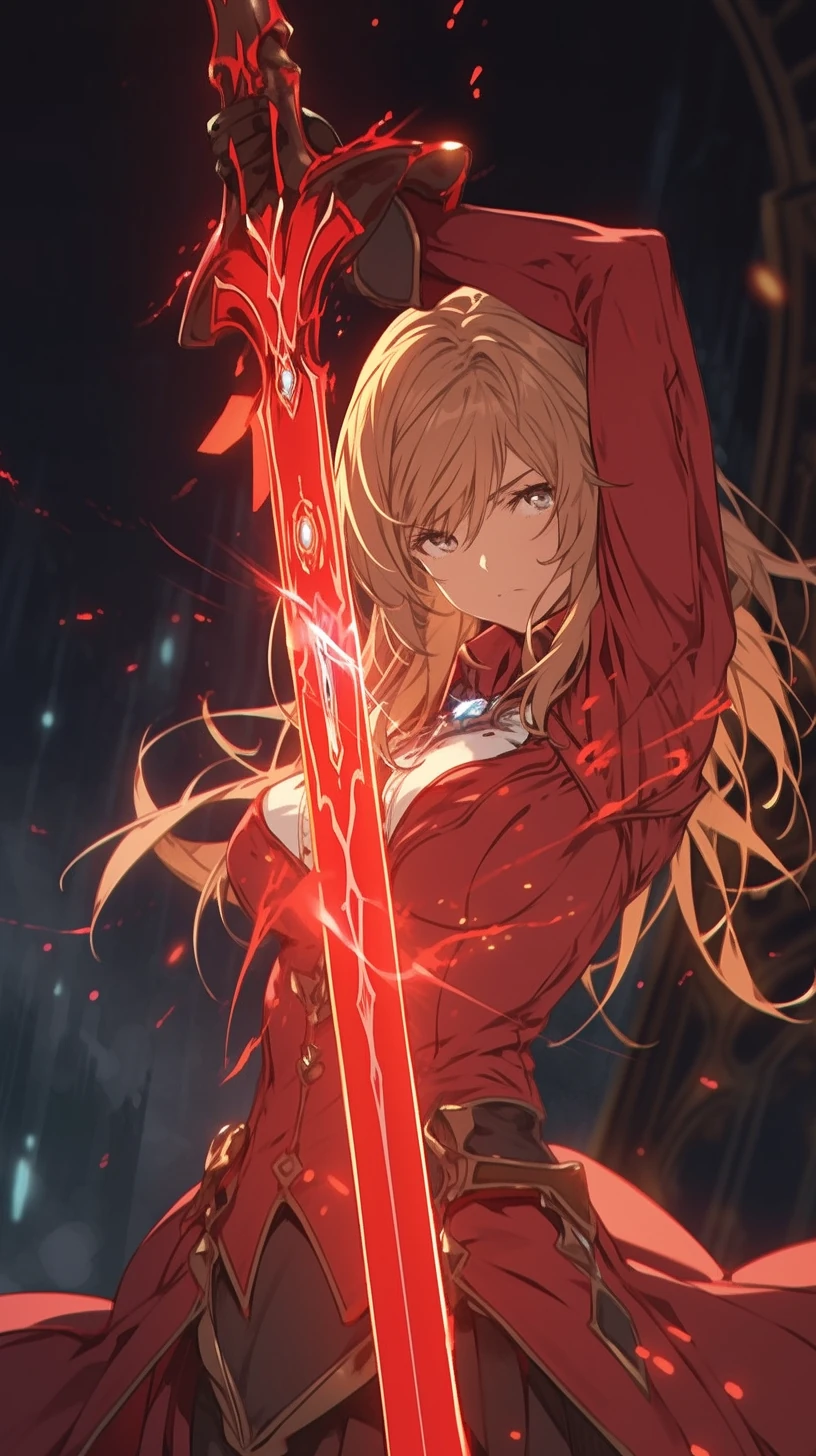 Anime Warrior Girl Glowing Battle