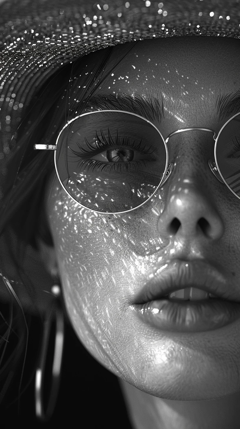 Woman Sunglasses Hat Black White
