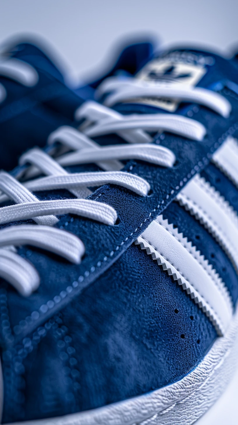 Blue Adidas Sneaker Closeup Shot