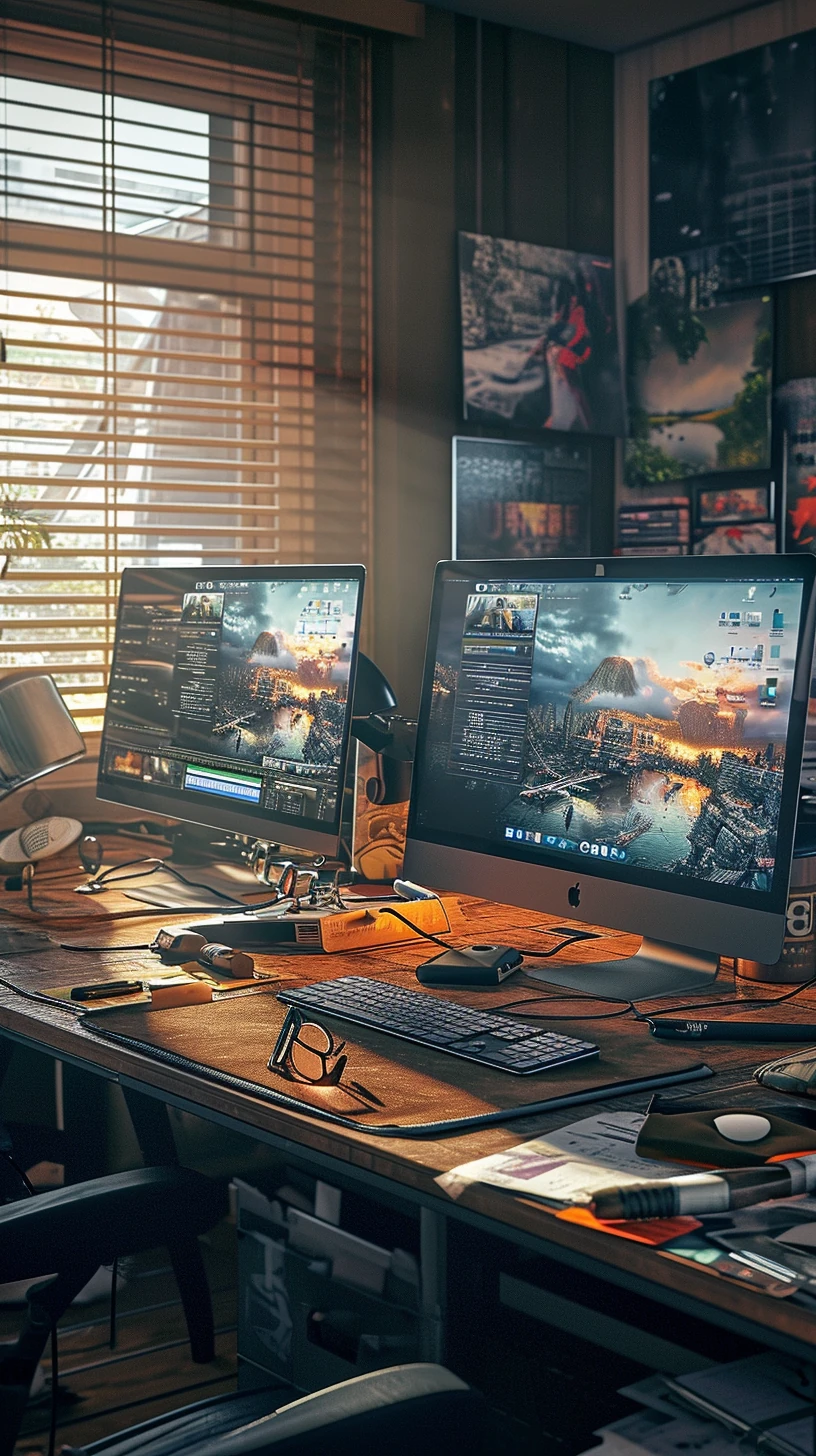 Desk Setup Computer Monitors Office